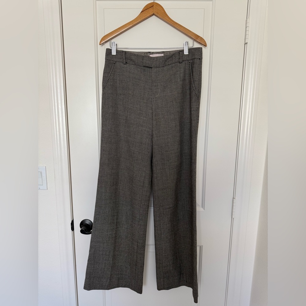 Rebecca Taylor Wool Blend Black Wide Leg Trousers Officewear Chic Size 6